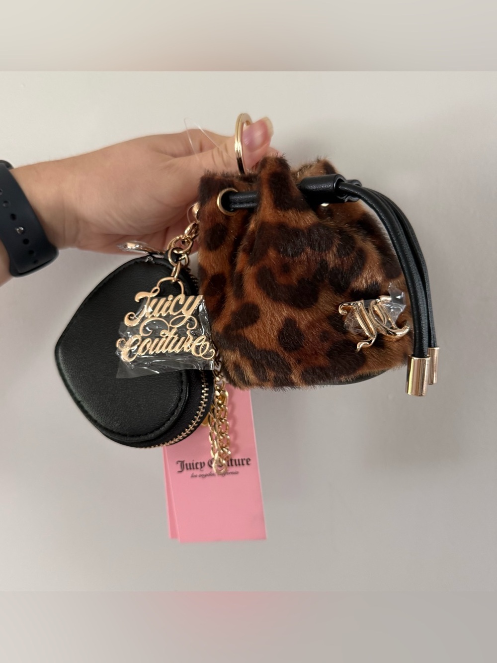 Juicy Couture Leopard Faux-Fur Mini Drawstring Charm